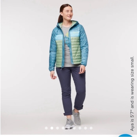 Capa Women's Large Insulated Hooded Jacket Blue Light Green NWT Puff Puffer - Picture 8 of 16